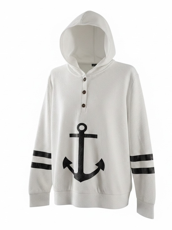 No brand Tops - Women’s Nautical Hoodie - White with Navy Anchor. Ladies xl. Ready for summer!!!